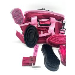 Zoom sur le set de pansage bicolore Fika fushia / rose