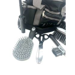 Zoom sur le set de pansage bicolore Cisa noir / gris