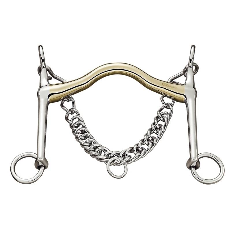 Mors AK Équitation Filet Simple Brisure Anneaux Libres En Argent Allemand - 5.50'' (16 Mm Épaisseur, 65 Mm Anneaux)