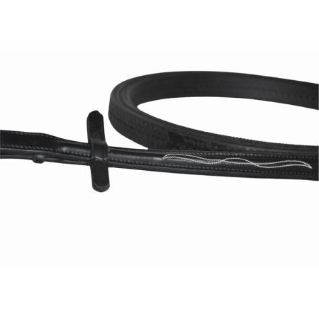 Zoom sur les rênes du filet ergonomique à pont Raphaël T de T noir