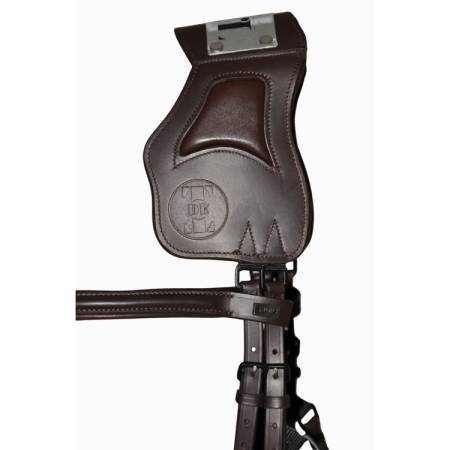 Zoom sur la têtière du filet ergonomique à pont Vargas T de T havane vue de profil