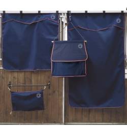 Ensemble Canter : tentures, porte de box et sac d'accessoires bleus marine