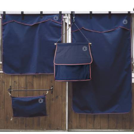 Ensemble Canter : tentures, porte de box et sac d'accessoires bleus marine