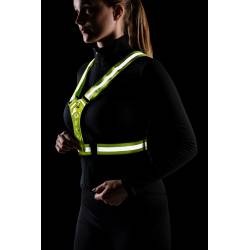 Gilet lumineux à LED KHM jaune fluorescent porté vue de face