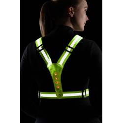 Gilet lumineux à LED KHM jaune fluorescent porté vue de dos
