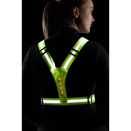 Gilet lumineux à LED KHM jaune fluorescent porté vue de dos