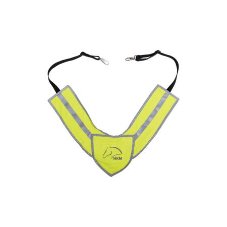 Collier de chasse Reflective HKM jaune fluorescent pour la sécurité des chevaux