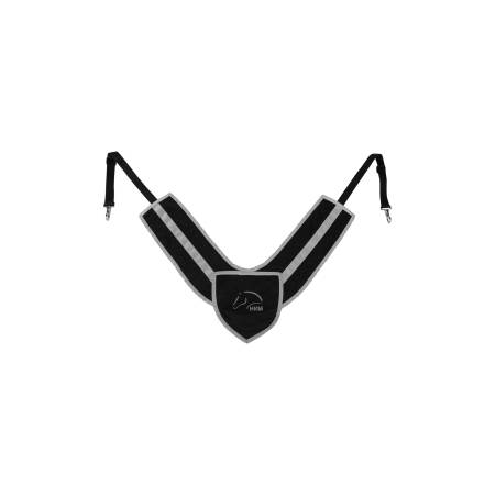 Collier de chasse Reflective HKM noir pour la sécurité des chevaux