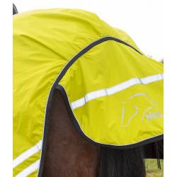 Zoom sur le rabat queue du couvre reins Reflective doublure polaire HKM jaune fluorescent