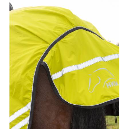 Zoom sur le rabat queue du couvre reins Reflective doublure polaire HKM jaune fluorescent