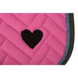 Zoom sur le coeur Nele rose HKM pour poney shetland