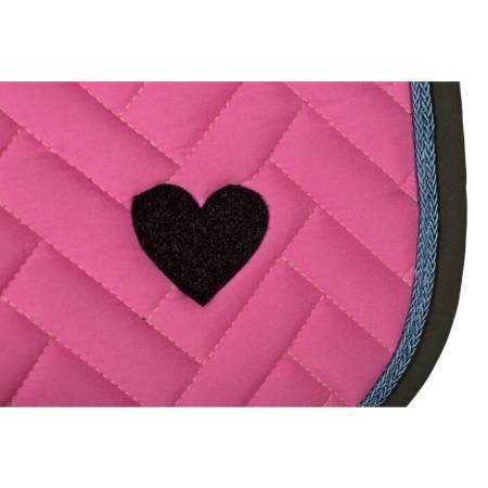Zoom sur le coeur Nele rose HKM pour poney shetland