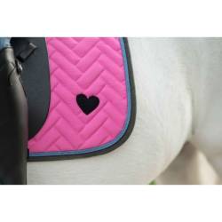 Zoom sur le tapis Nele rose HKM sur un poney shetland sans la décoration amovible