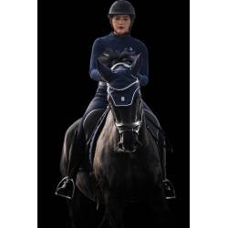 Bonnet Livigno Soft marine HKM porté par un cheval vue de face
