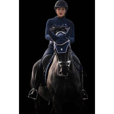Bonnet Livigno Soft marine HKM porté par un cheval vue de face