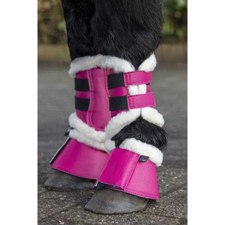Cloches shetland Comfort Shetty HKM roses sur un poney noir