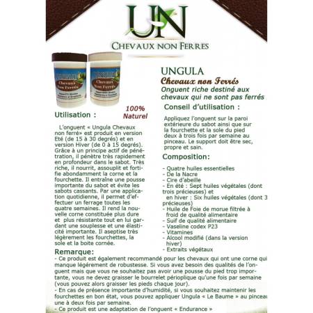 Notice fournisseur de l'onguent Chevaux non ferrés Hiver-Mi-saison Ungula Naturalis