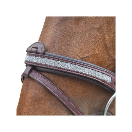 Zoom sur la muserolle du filet Kitsi Flags&Cup marron