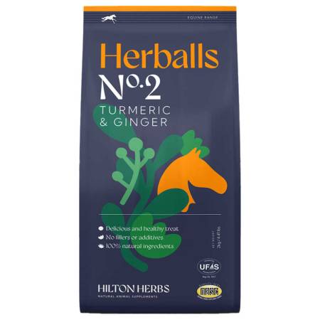Sac de 2 kg de friandises Herballs Curcuma & Gingembre Hilton Herbs pour chevaux