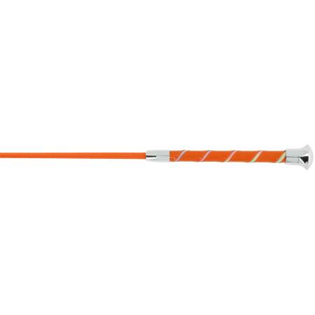 Zoom sur la poignée de la cravache Candy Whip & Go orange pour chevaux et poneys