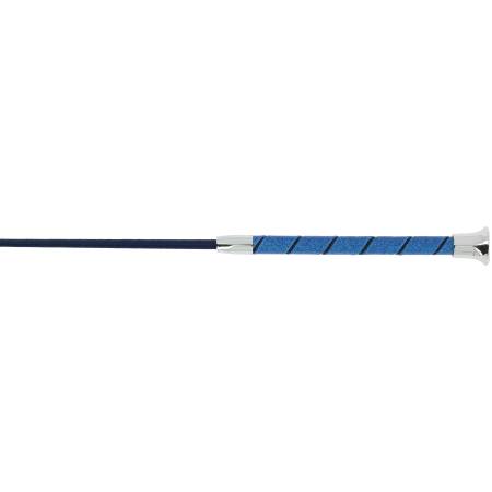 Zoom sur la poignée de la cravache Strassy Whip & Go bleue pour chevaux et poneys