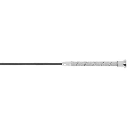 Zoom sur la poignée du stick de dressage Strassy Whip & Go argent pour chevaux