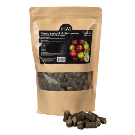 Sac de bonbons pomme pour chevaux sans céréales HKM vu de face