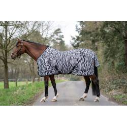 Chemise anti-mouches Zebra HKM sur un cheval profil gauche