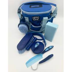 Set de pansage Pro 3 bleu Hippo-Tonic avec ses 7 outils