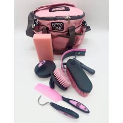 Set de pansage Pro 3 rose Hippo-Tonic avec ses 7 outils