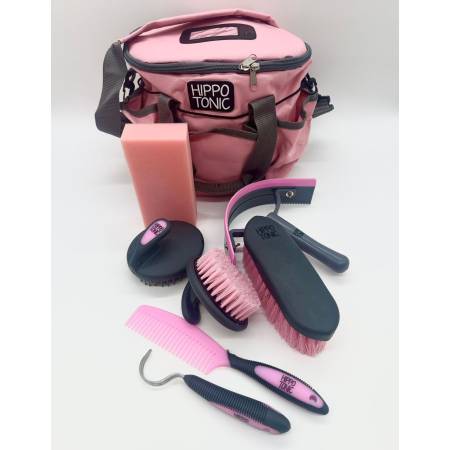 Set de pansage Pro 3 rose Hippo-Tonic avec ses 7 outils