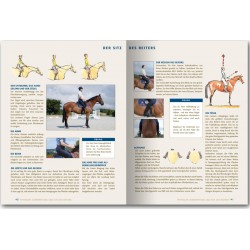 Livre d'équitation en allemand par Michel Robert, pages 40-41 sur la position du cavalier