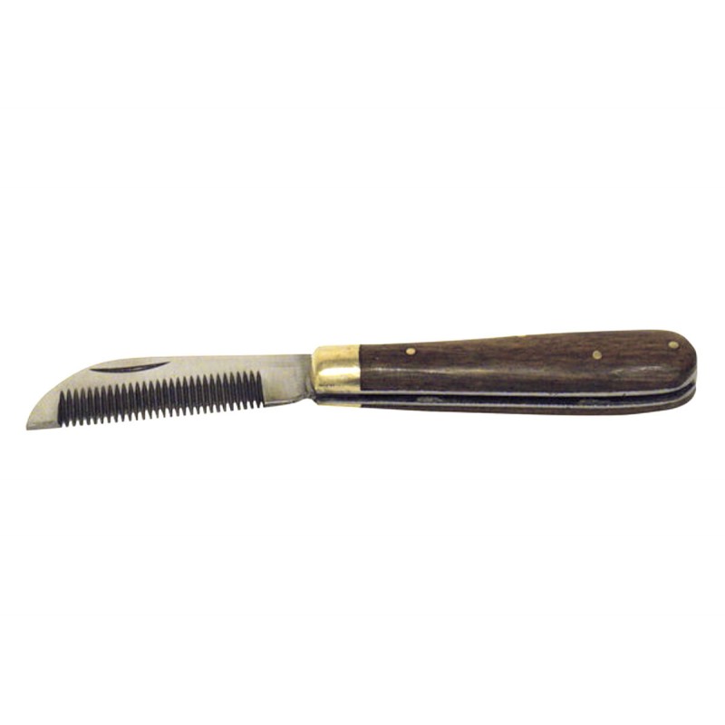Couteau à Étriller Pferdelinis Pour Chevaux - Lame Acier Inoxydable 18cm, Manche Bois Pliable - Soin Crinière