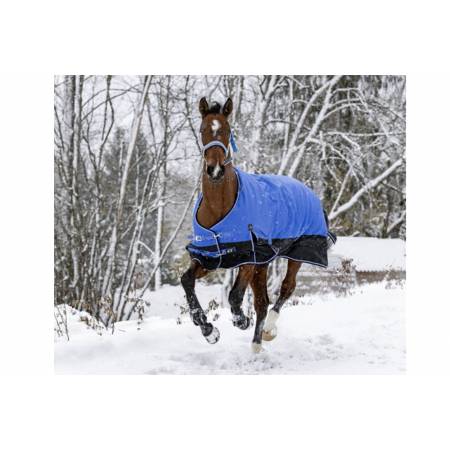 Couverture de pré 1200 D Tyrex Aisance 300 g Equithème porté dans la neige