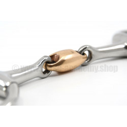 Zoom sur la double brisure du mors olives anatomique cuivre Metalab