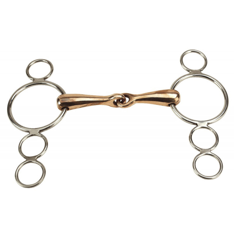 Mors De Cheval AK D-Bit Avec Rouleau Cuivre - Articulation Simple, Acier Inoxydable - Tailles 4.5 à 6 Pouces