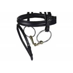 Mors simple anatomique en maillechort HKM sur un filet pour cheval