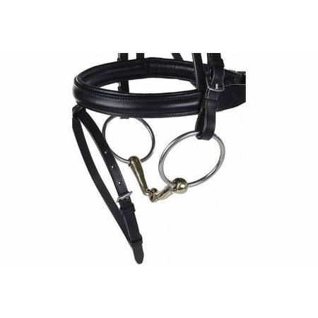 Mors simple anatomique en maillechort HKM sur un filet pour cheval