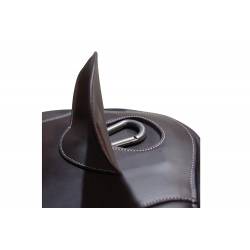 Sangle bavette cuir marron Flag&Cup  avec protection de mousqueton