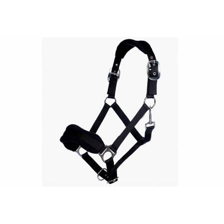 Licol Classic Confort noir HKM confortable avec muserolle et têtière en mousse