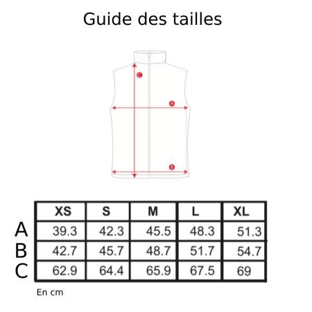 Guide des tailles du gilet sans manche Blanc GPA