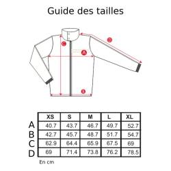 Guide des tailles de la veste polaire zippée grise et écru GPA