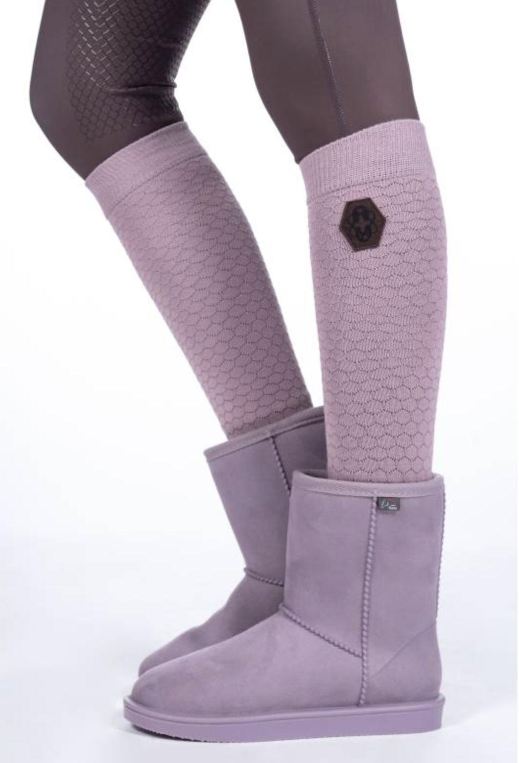 Bottes fourrées mauves pour l'écurie et les concours 